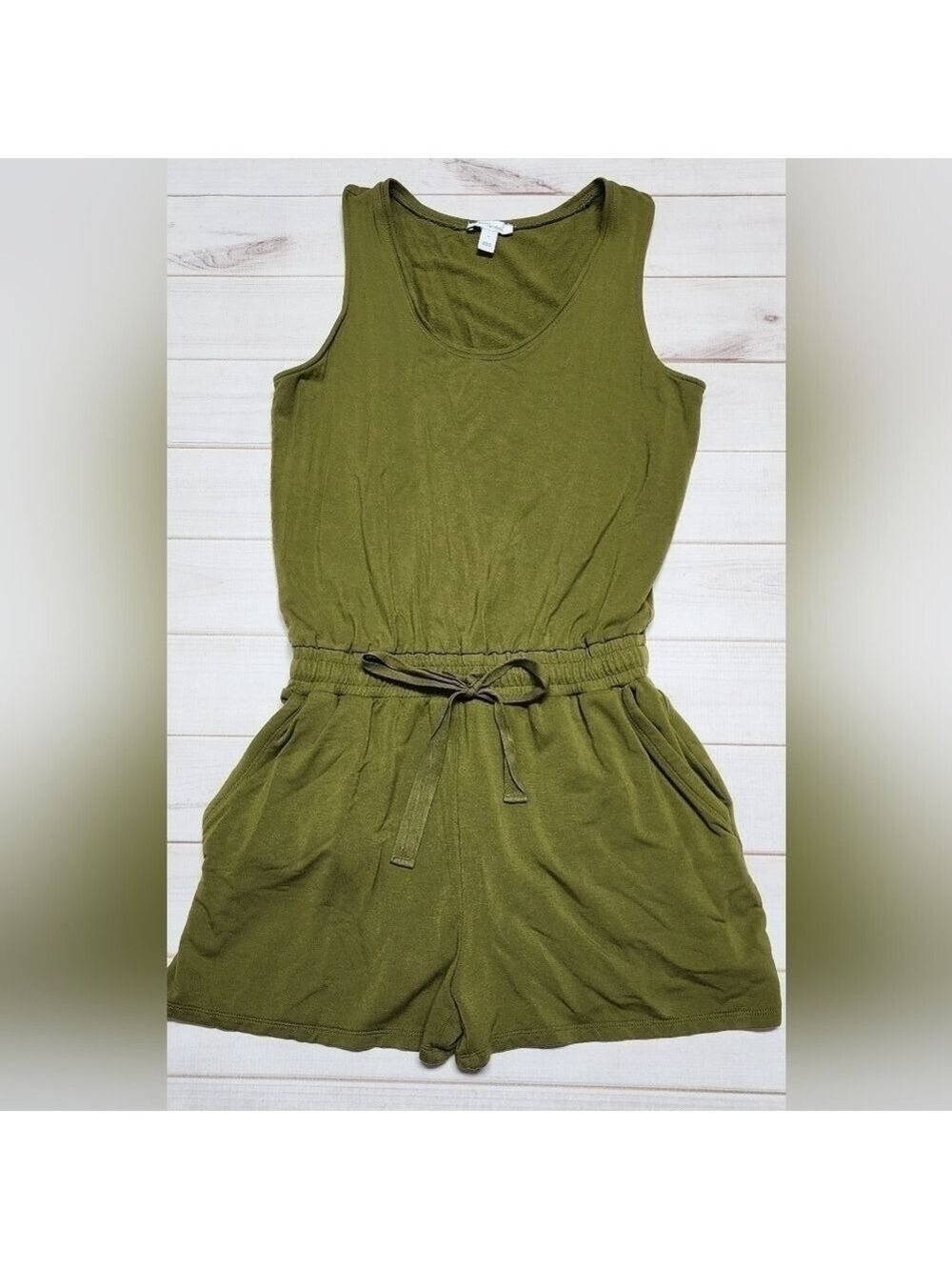 Daily Ritual Olive Green Shorts Romper with Pockets Small - New Without Tags